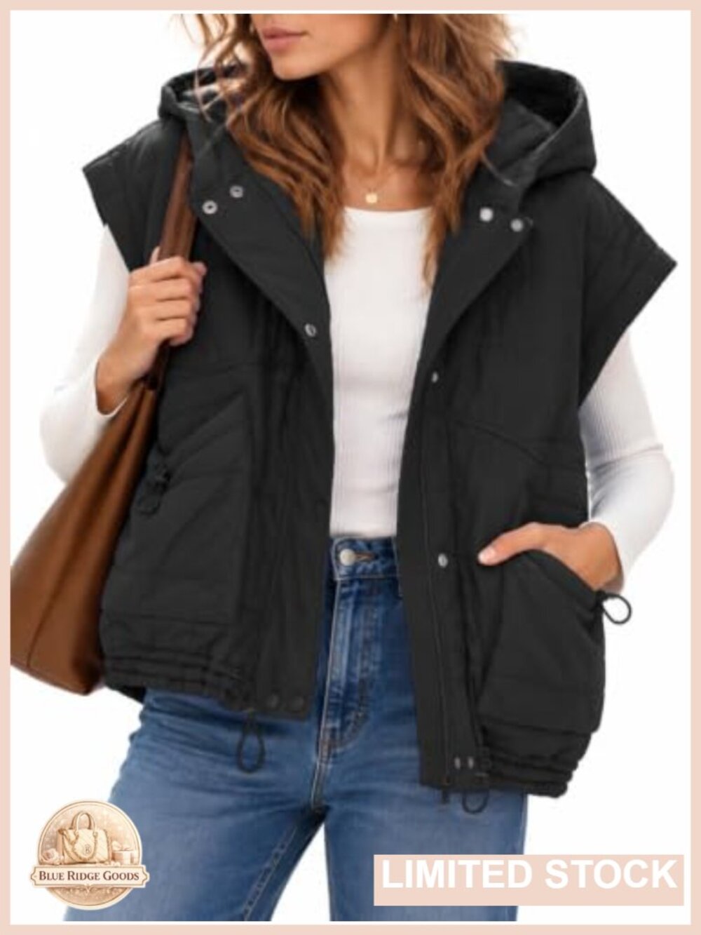 Oversized Hooded Puffer Vest Sleeveless Quilted Jacket